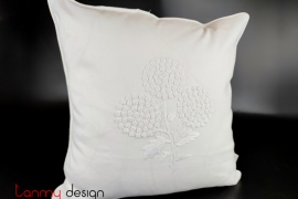 Cushion cover-White flower embroidery